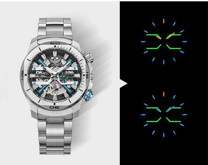 Yelang Men Dress Watch 44mm Vintage Dial Retro Business Luxury Sapphire Japan 8N40 Automatic Mechanical Waterproof 30Bar Reloj