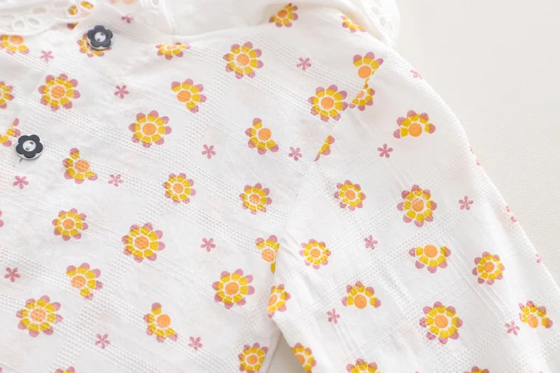 New Spring Kids Clothes Set Girls Cute Flower Blouse + Denim Overalls Children 2PCS Outwear 12-36m 4-6Y Girls