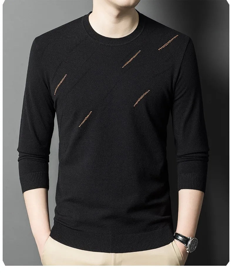 Men's High-End Woollen Designer Knitted Pullover Sweater, Casual Graphic Trendy Korean Brand, and Male Jumpers