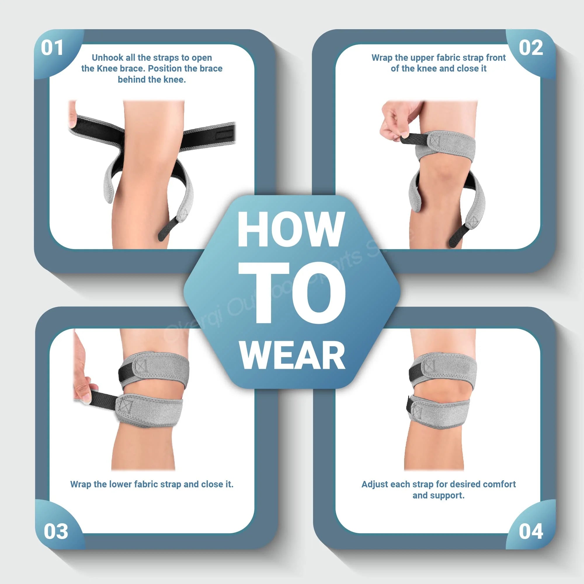 1PC EVA Patella Knee Strap, X-Pressurized Knee Support With Double Patellar Kneepad For Tendon Support Suitable For Gym