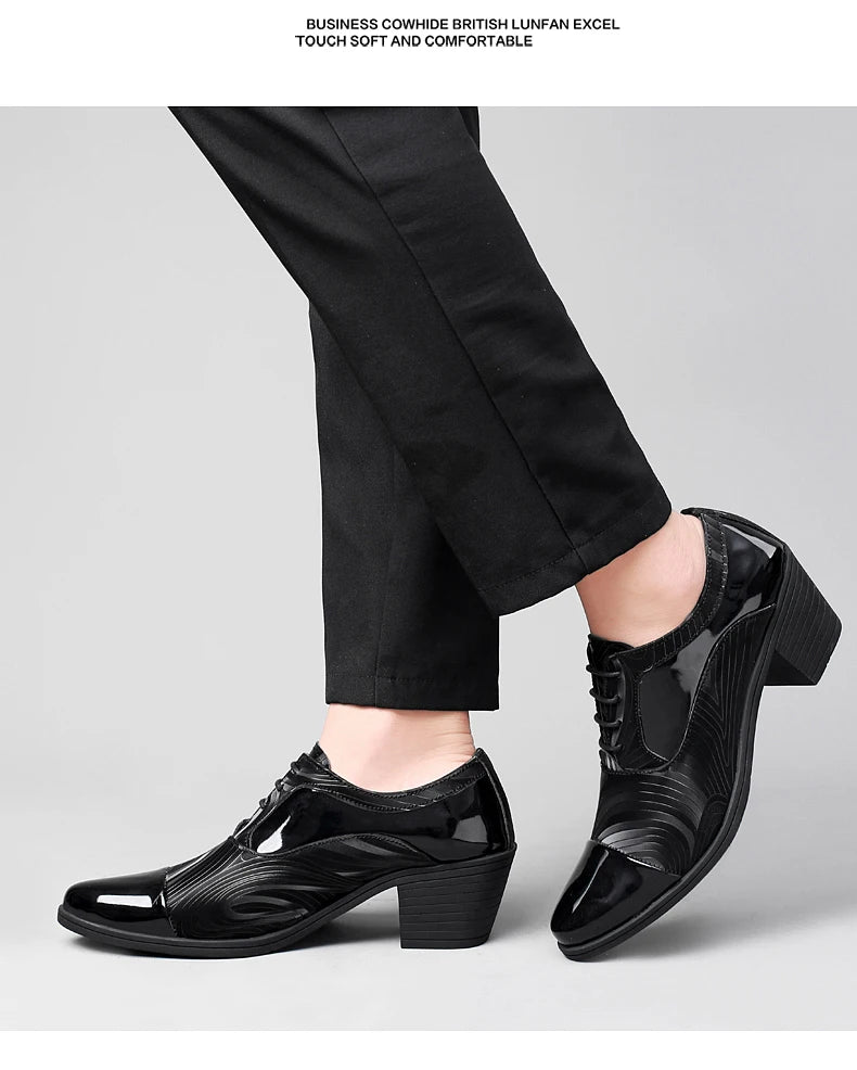 Height Increasing Men Dress Formal Business Shoes Luxury Italy Gentleman Party Evening Oxfords High Heel Youth Wedding Shoes