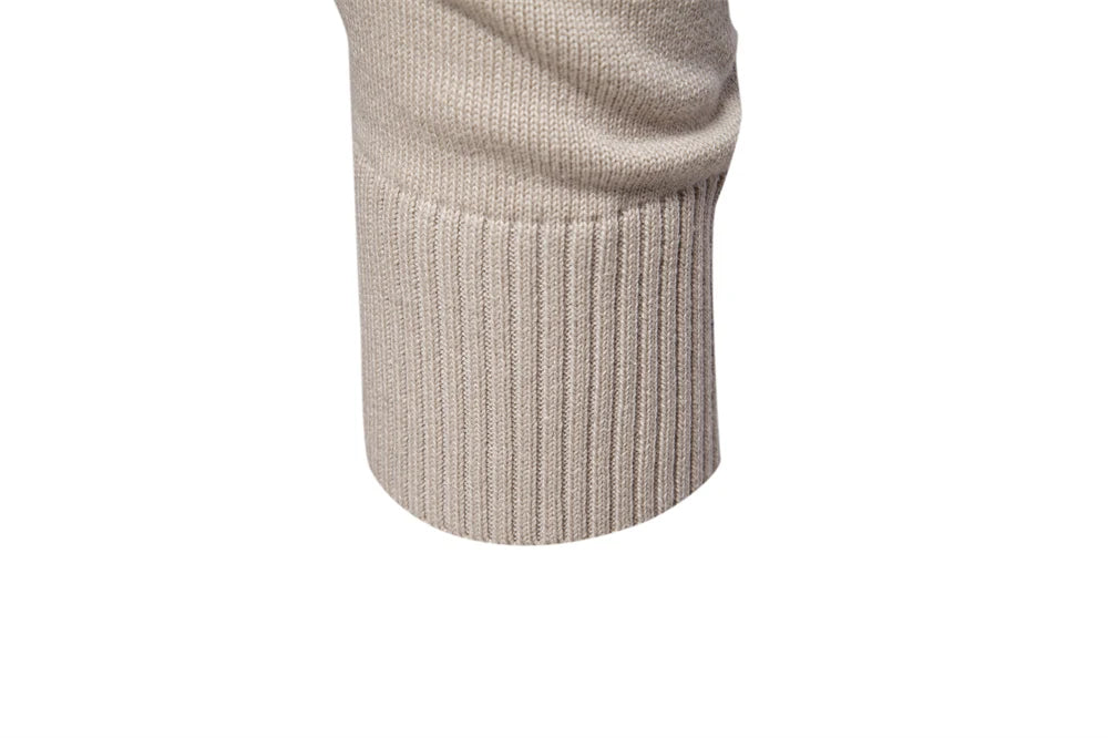 Men's V-neck Solid Cotton Pullover Sweaters Long Sleeve Casual Social Knitted Sweaters for Men