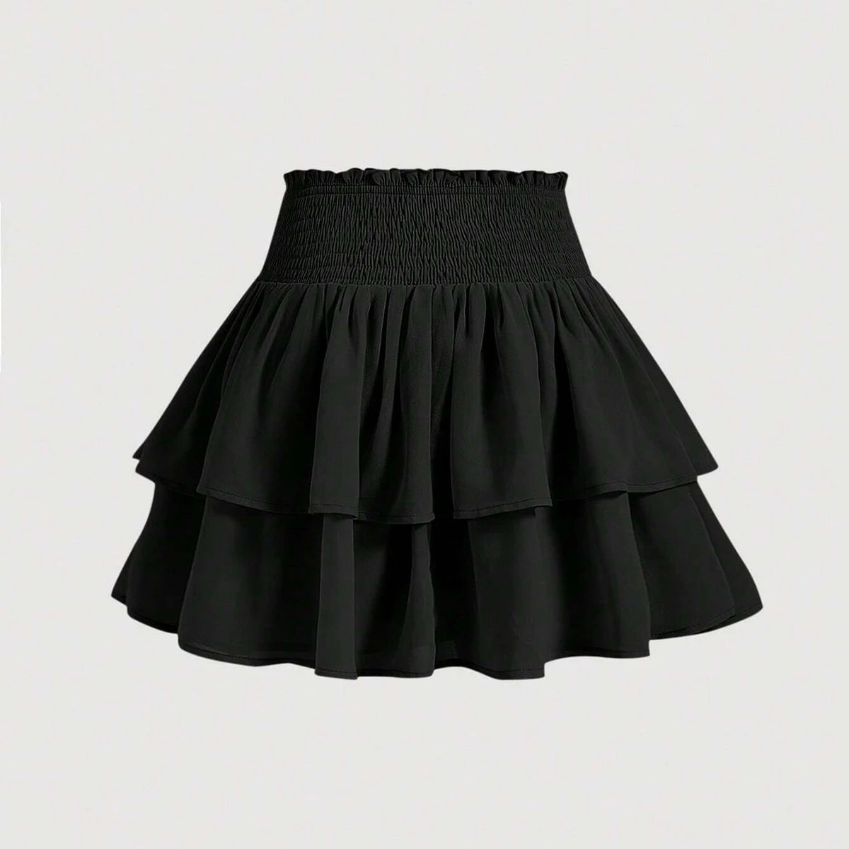 Dames minirok met hoge taille, peplum, gelaagd, casual, alle seizoenen, basic, effen, preppy, uitlopende A-lijn rokken
