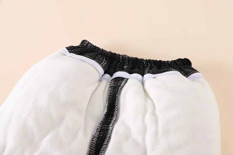 Winter Baby Children's Pants Girls Retro Plaid Thick Trousers Fur Lining Boys Warm Casual Pants 0-5Y Unisex