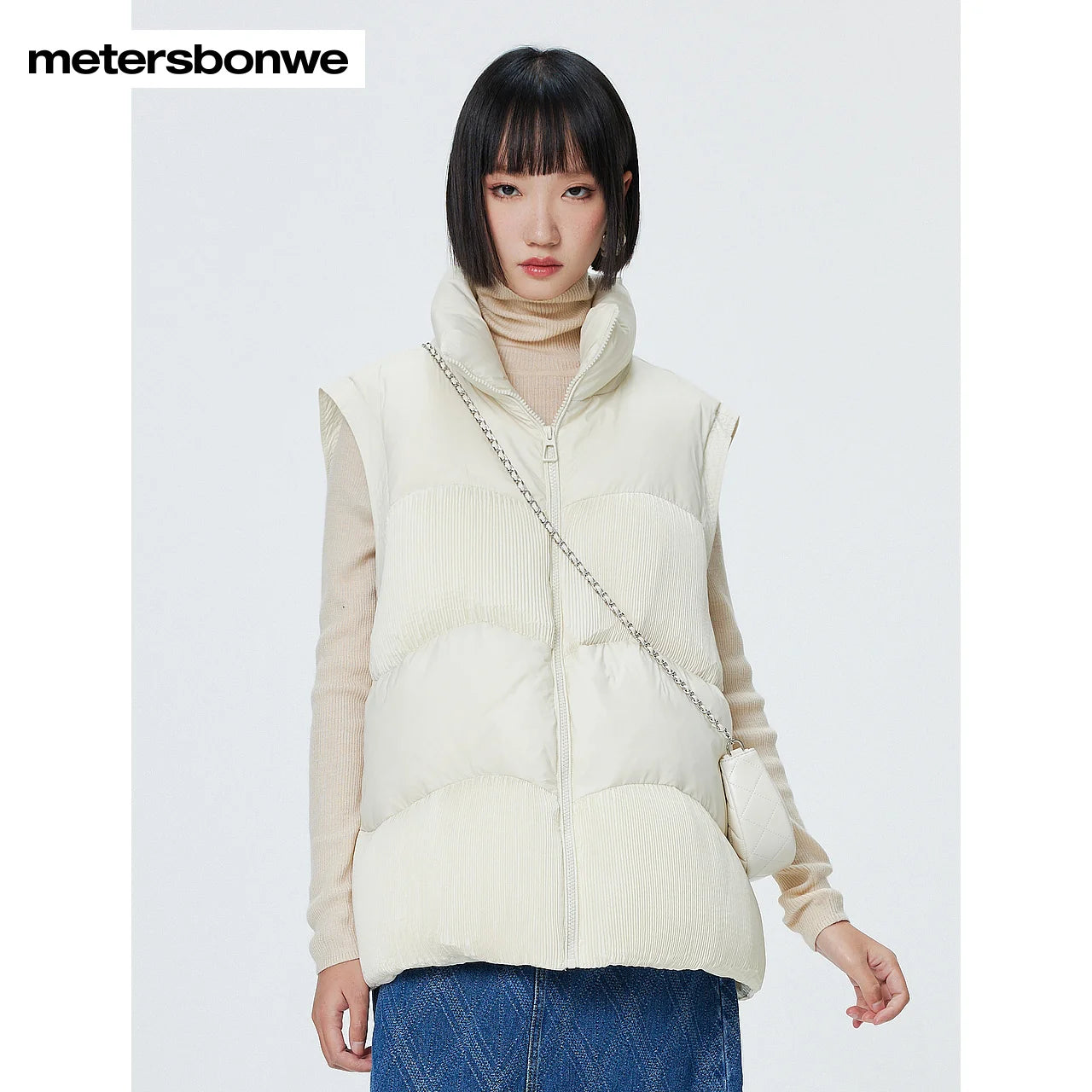Women's Down Vest Loose Stand Collar, Solid Colour Duck Down, Sleeveless Jacket Basics Commuter For Ladies