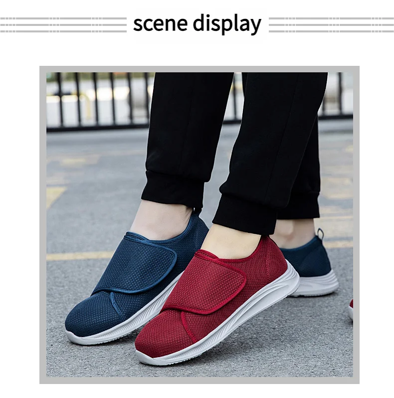 Unisex orthopedische wandelschoenen voor diabetici, voor brede voeten, gezwollen voeten, duimeversie, zacht en comfortabel