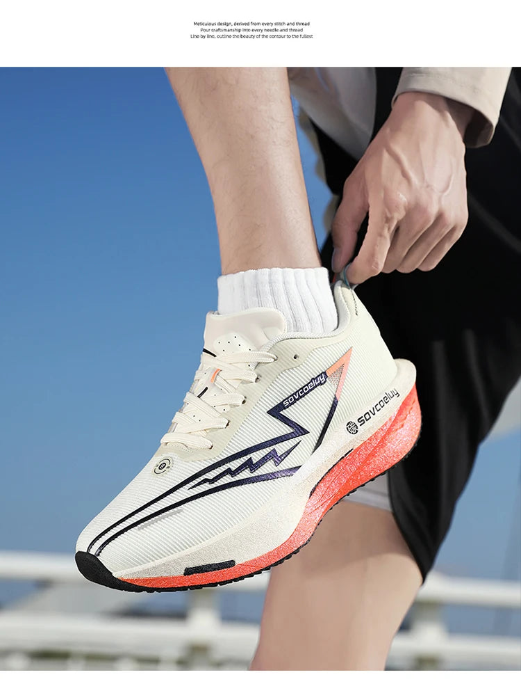 Carbon Plate Running Shoes – Lightweight Breathable Marathon Sneakers for Men & Women Non-Slip Athletic Sports Shoes