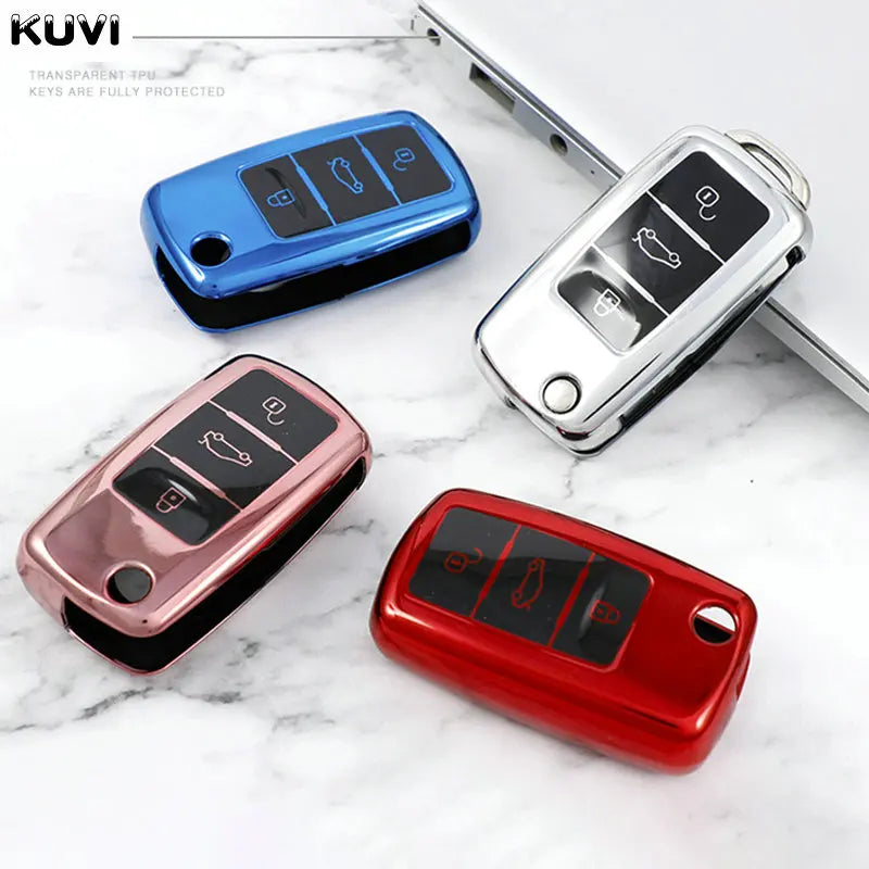 TPU Car Key Case Cover for VW Volkswagen Polo Tiguan Passat B5 B6 B7 Golf 4 5 6 MK6 Jetta Lavida Skoda Octavia Seat Leon Altea