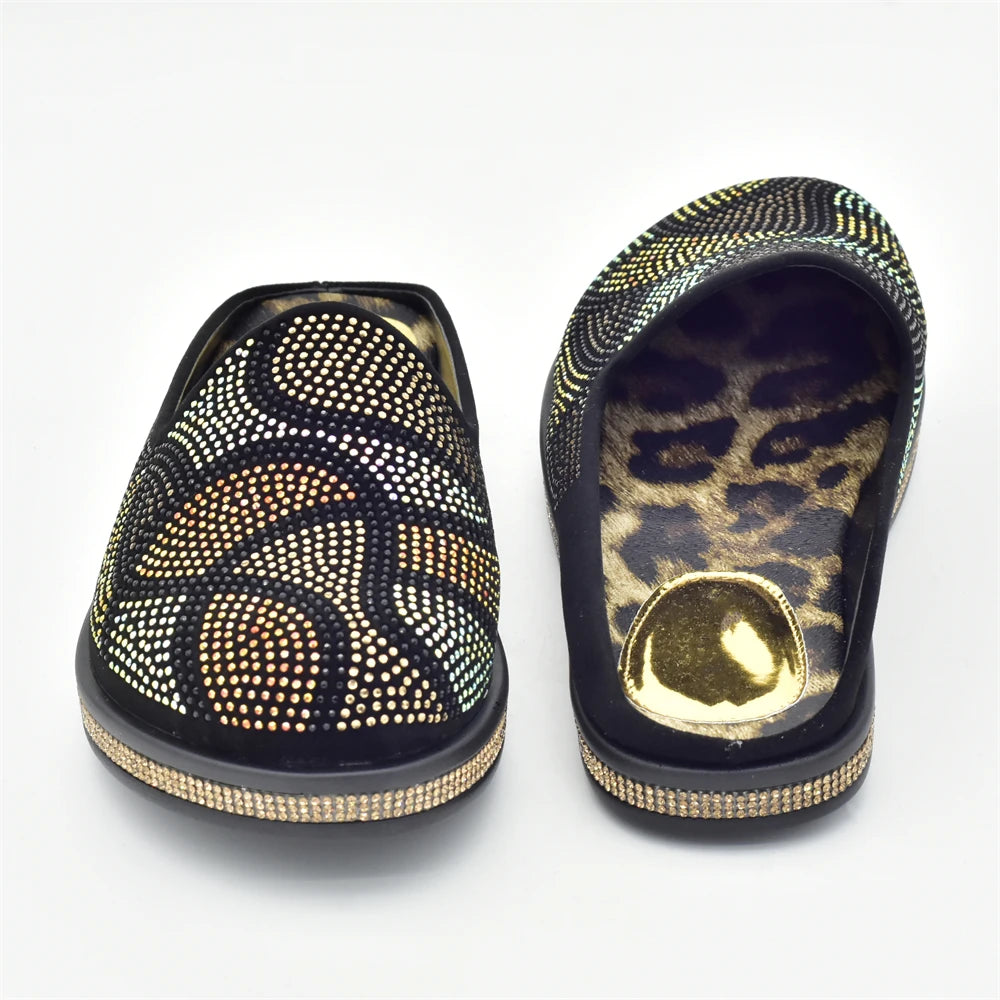 Fashion Women Mules Half Closed Slippers for Female Shoe Bling Rhinestone Sparkly Light Comfy Walking Shoe