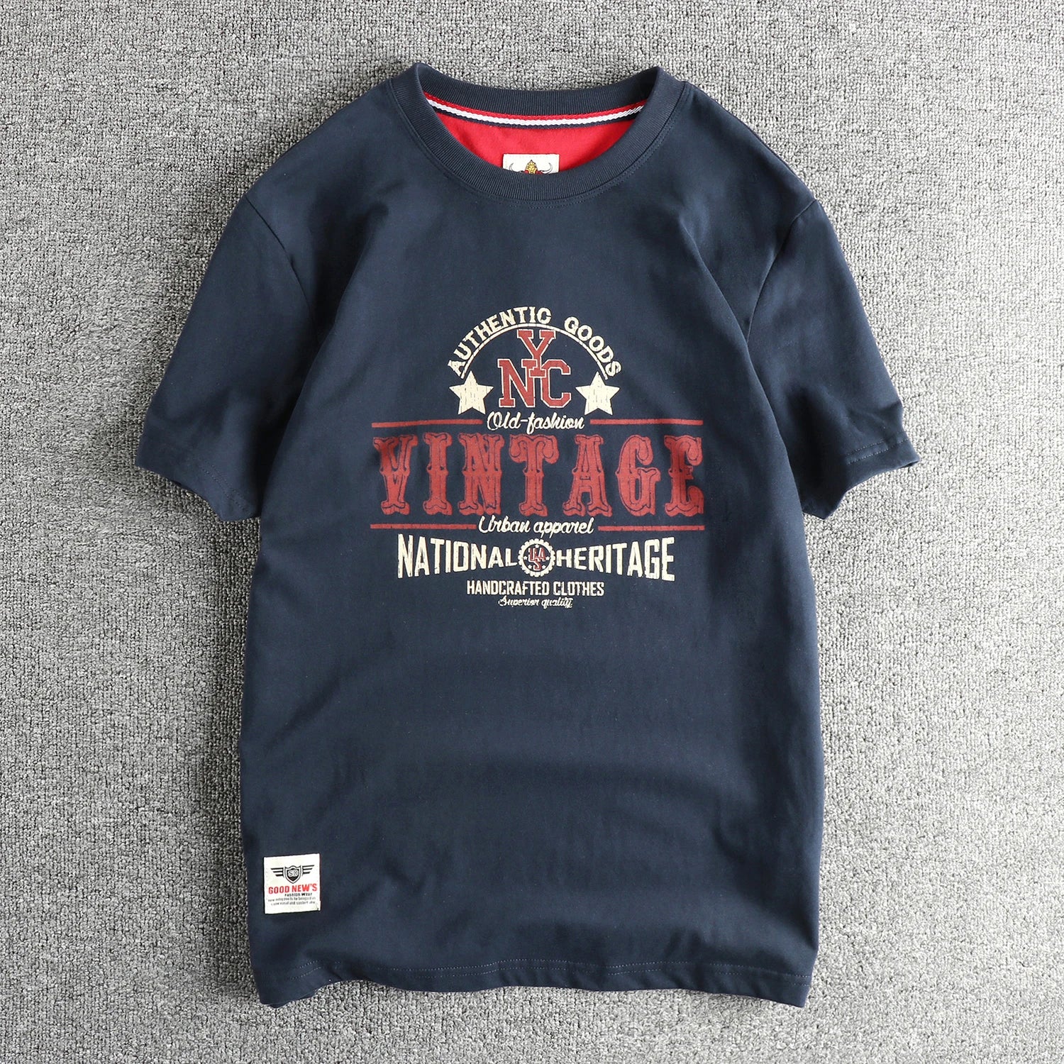 2025 Summer New American Retro Short Sleeve O-neck Letter Printed T-shirt Men's Fashion 100% Cotton Washed Casual Youth Tops