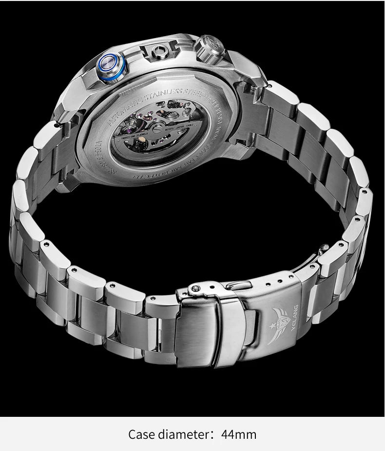 Yelang Men Dress Watch 44mm Vintage Dial Retro Business Luxury Sapphire Japan 8N40 Automatic Mechanical Waterproof 30Bar Reloj