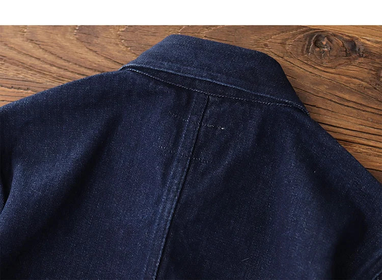 Spring Autumn New American Retro Heavyweight Denim Cargo Jacket Men's Fashion Pure Cotton Washed Multi Pocket Casual Coat