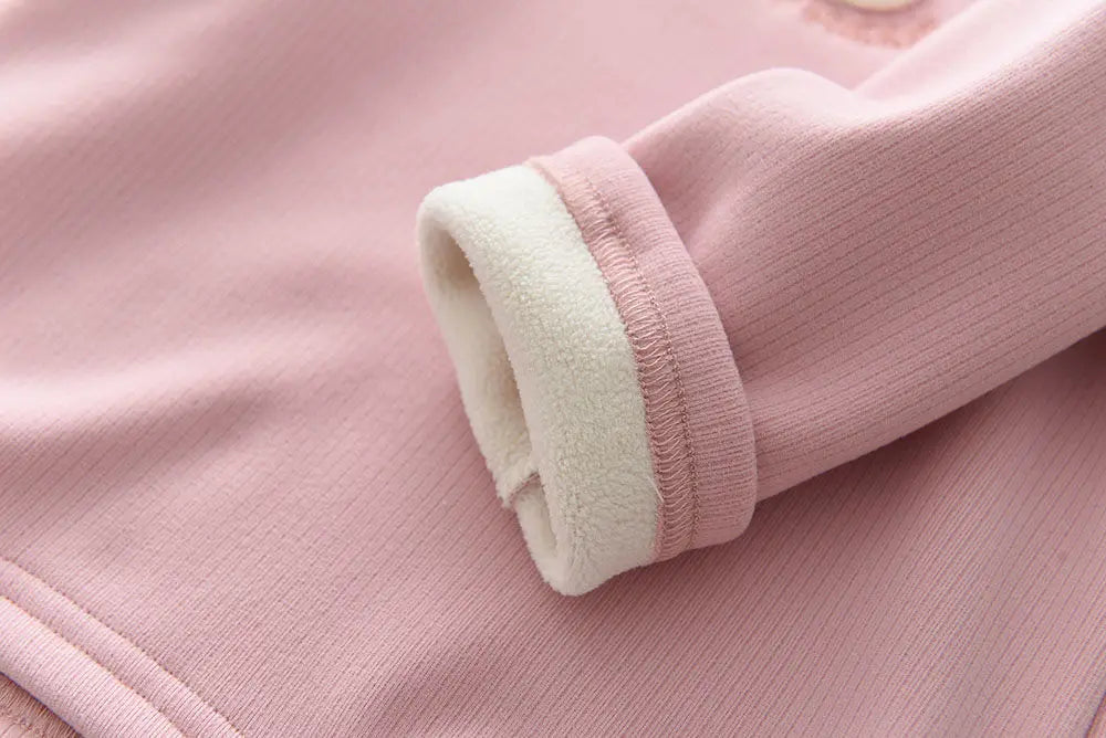 New Autumn Kids Fleece Padded Shirts Cute Embroidery Rabbit Girls Thicken Blouse Versatile Warm Children Lace Tops 1-9T Girls