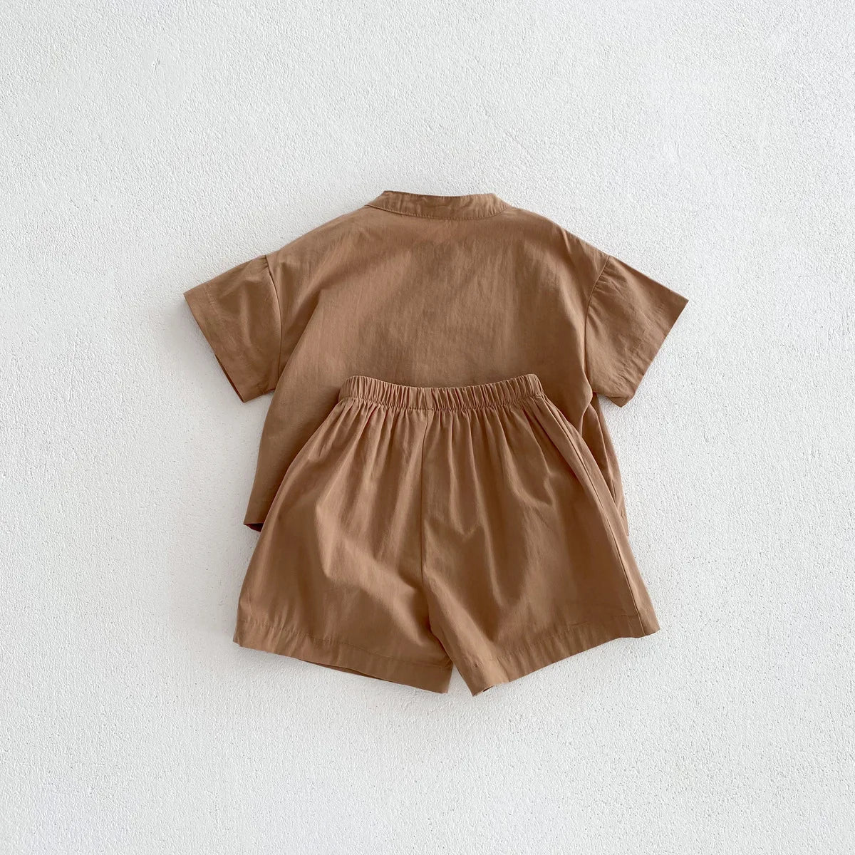 Summer Thin Short Sleeve T-shirt and Shorts Set Small Stand Collar Cool Toddler Boys Baby Girls 2PCS Casual Beach Suits 1-5Y Unisex
