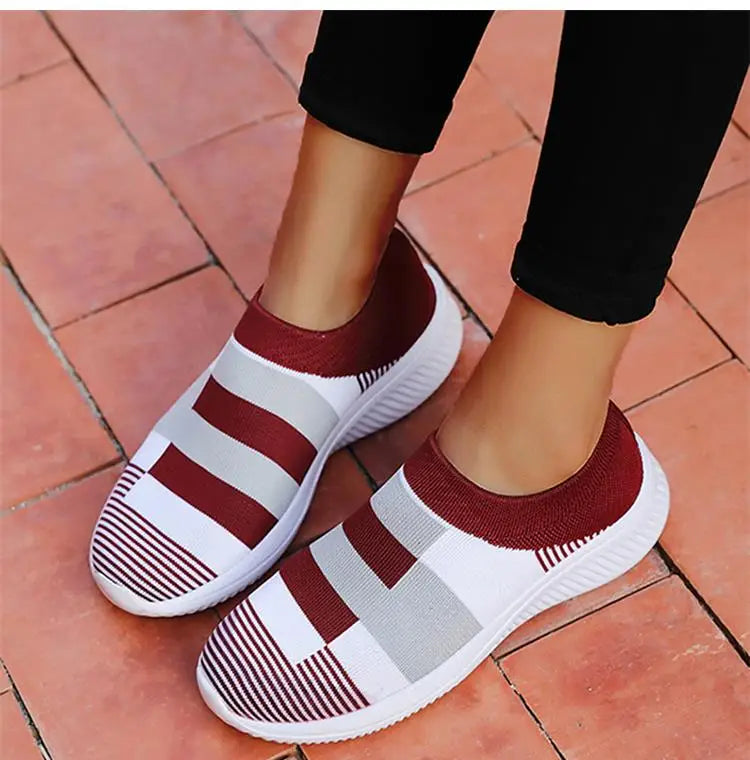 Fashion Women Sneakers Flat Shoes Woman Vulcanized Sneaker Women Slip On Sock Shoes Plus Size Women's Sneaker Zapatos De Mujer