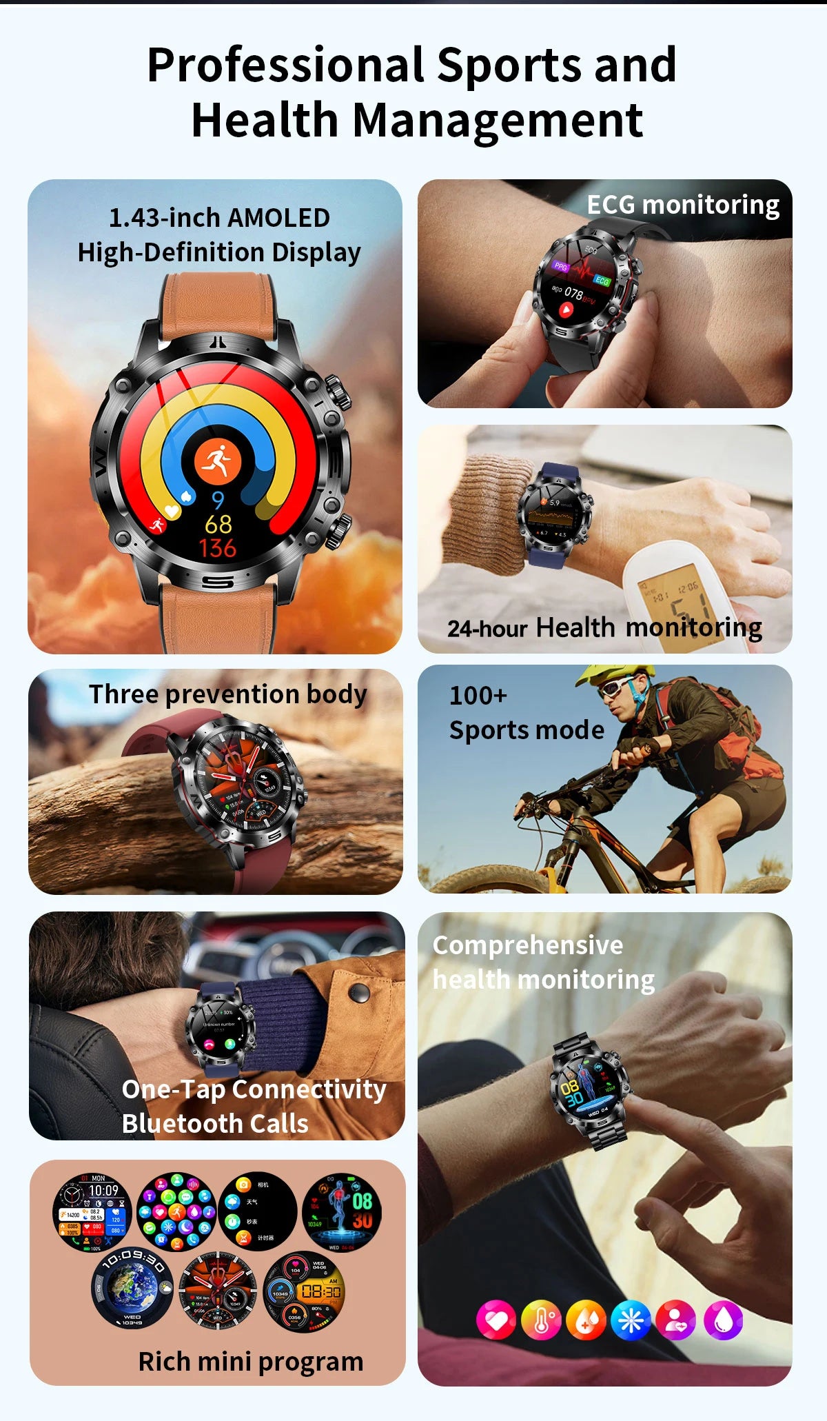 2025 Nieuwe Smart Watch Monitoring Bloeddruk Urinezuur ECG + PPG Fitness Tracker Klok Bluetooth Call Health Smartwatch Voor Mannen