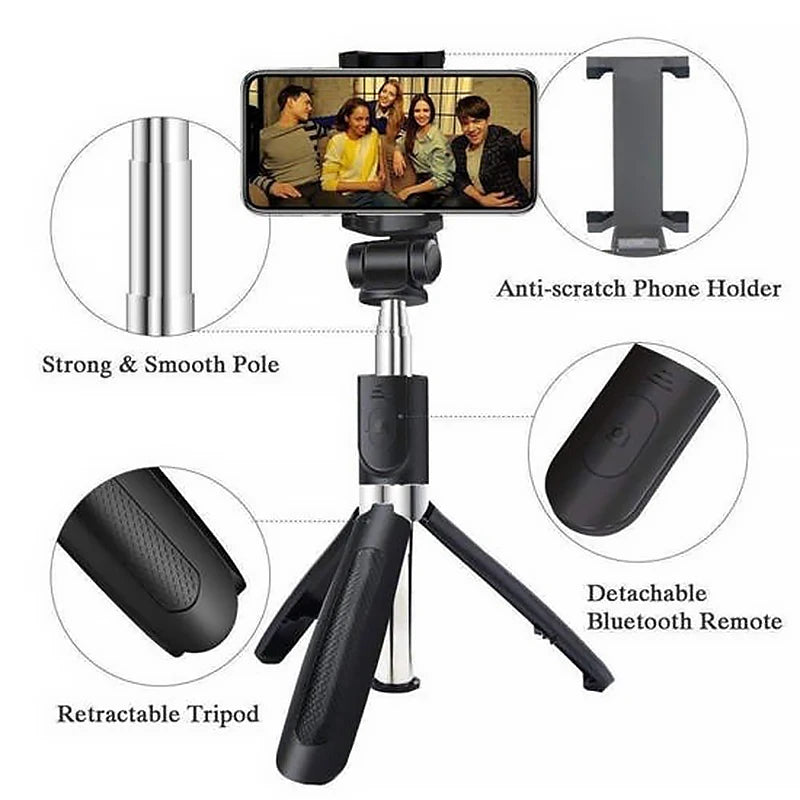 H1 Draadloze Bluetooth Selfie Stick statief monopod standaard Telefoonhouder voor buitenreizen 3 IN 1