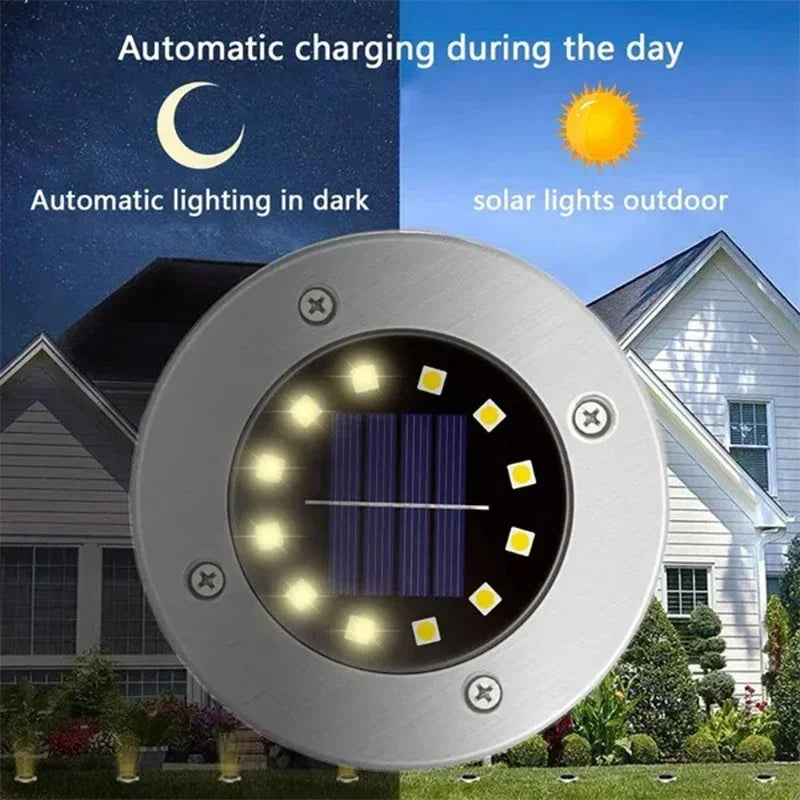 1/4/8-pack zonnelampen voor buiten, 8/20 LED's, schijfvormige ondergrondse lamp, spot, begraven zonnelamp voor huis, tuin, gazon en tuindecoratie