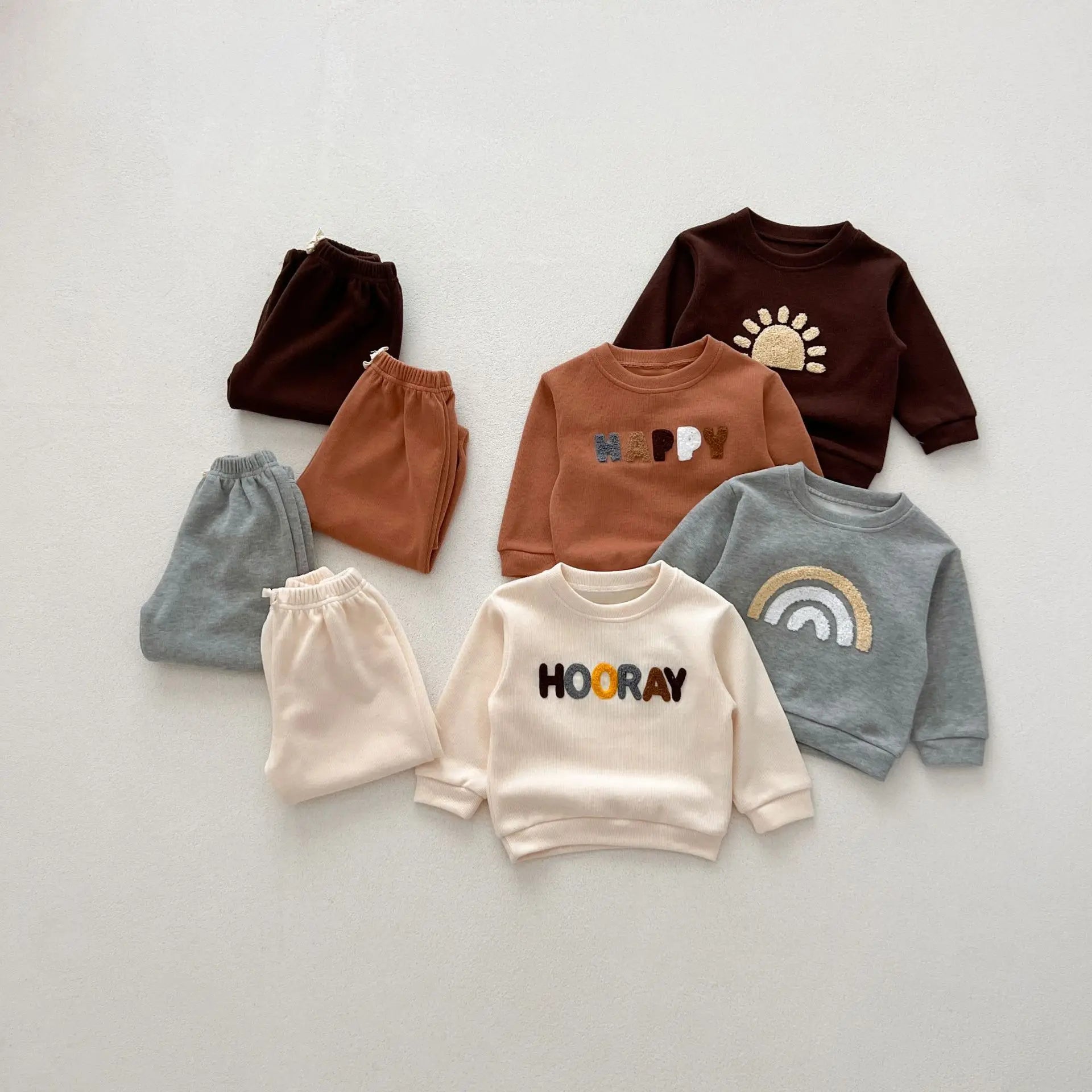 NEW Autumn Children's Clothing Pullover Set Boys Sweatshirt and Pants Girls Letter Hoodies Suit Kid's 2PCS Outfit 0-4Y Unisex