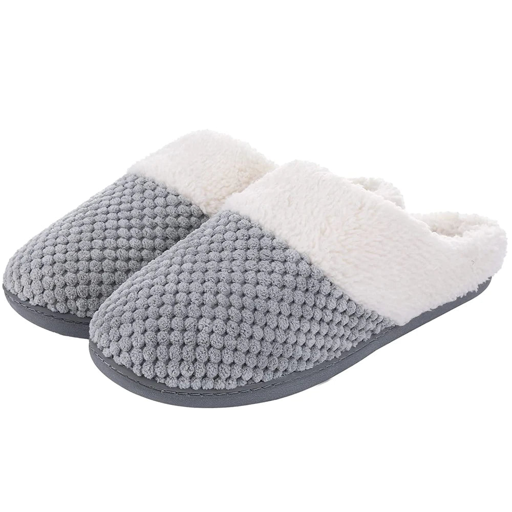 Unisex Winter Fur Slippers Warm Cosy Plush Fluffy Home Cotton Shoes Plush Anti-Skid and Indoor Furry Slippers For Men & Women