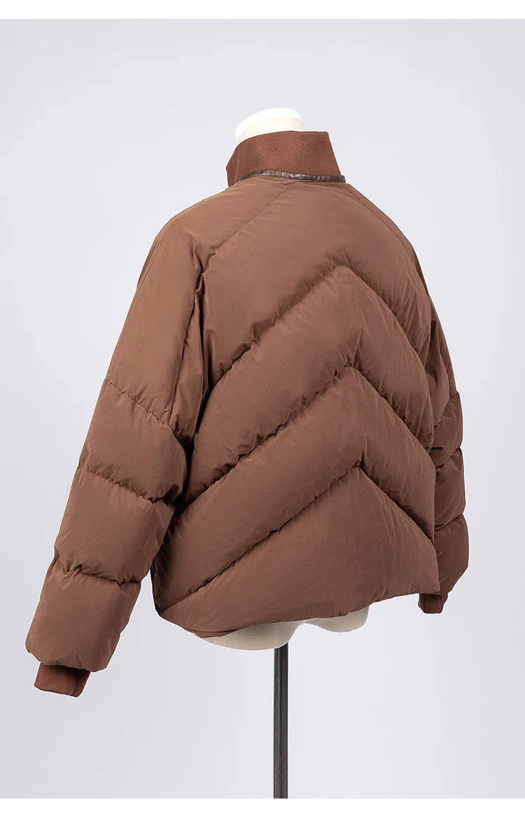 Women's High Quality Luxury Winter Puffer Jacket, White Goose Down Coats For Ladies