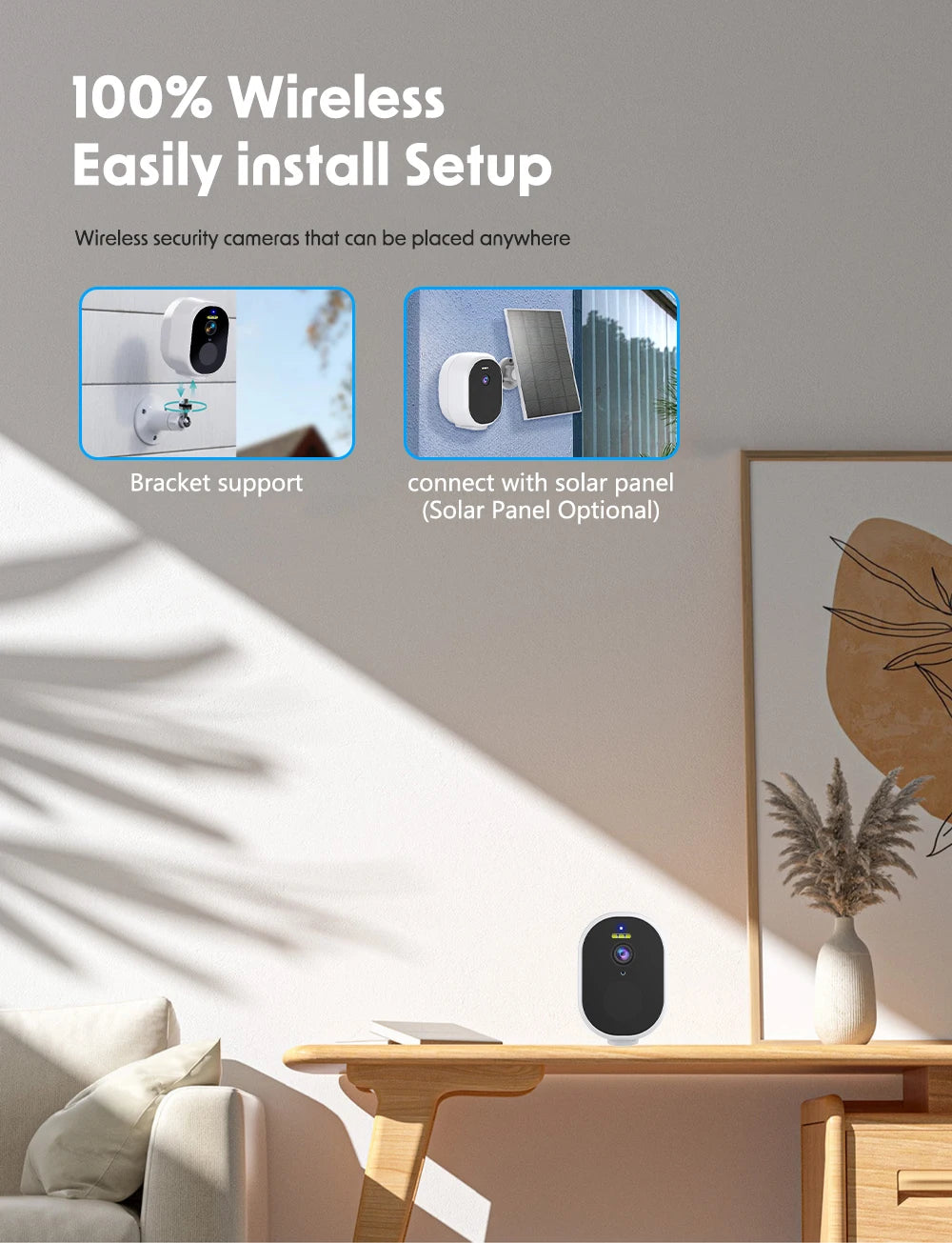 4MP Tuya Smart Wireless WiFi +BLE Outdoor Battery Solar Powered Spotlight Human Detection Surveillance CCTV IP Network Camera 2K