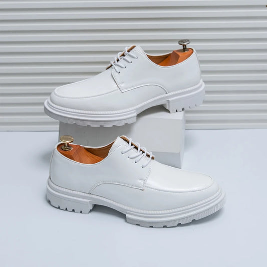 All White Business Suit Formal Shoes for Men Spring Autumn Male Comfortable Walking Shoes Driving Shoes