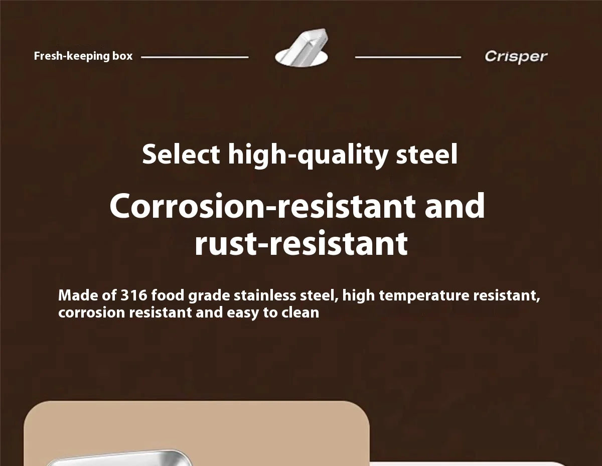 201 Stainless Steel Airtight Dumpling Storage Container with Lid - FoodGrade FreezerSafe Box for Meal Prep & Fridge Organization