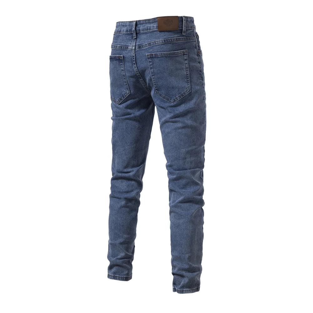 Men's Autumn Denim Jeans Pants Slim Fit Straight Quality Cotton Jeans Business Casual Denim Pants For Men