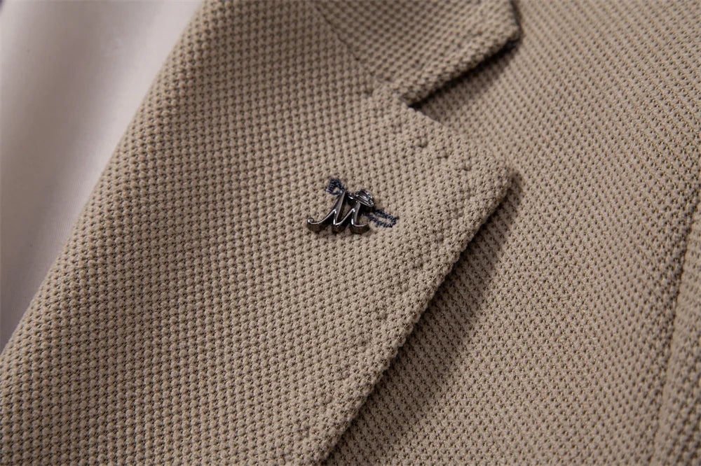 Men's Single Breasted Blazer Solid Colour Autumn Winter Slim Fit Business Casual Suit Jacket Male Blazer with Pocket