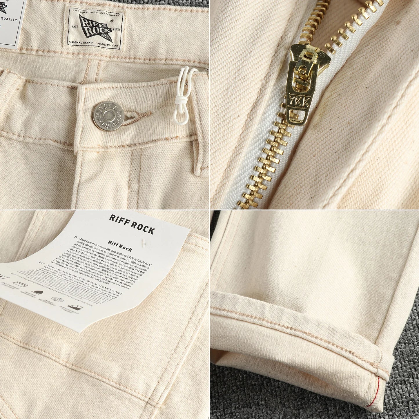 2025 Lente Herfst Nieuwe Amerikaanse Retro Beige Witte Denim Cargo Jeans Heren Eenvoudige 98% Katoen Gewassen Amekaji Casual Rechte Broek