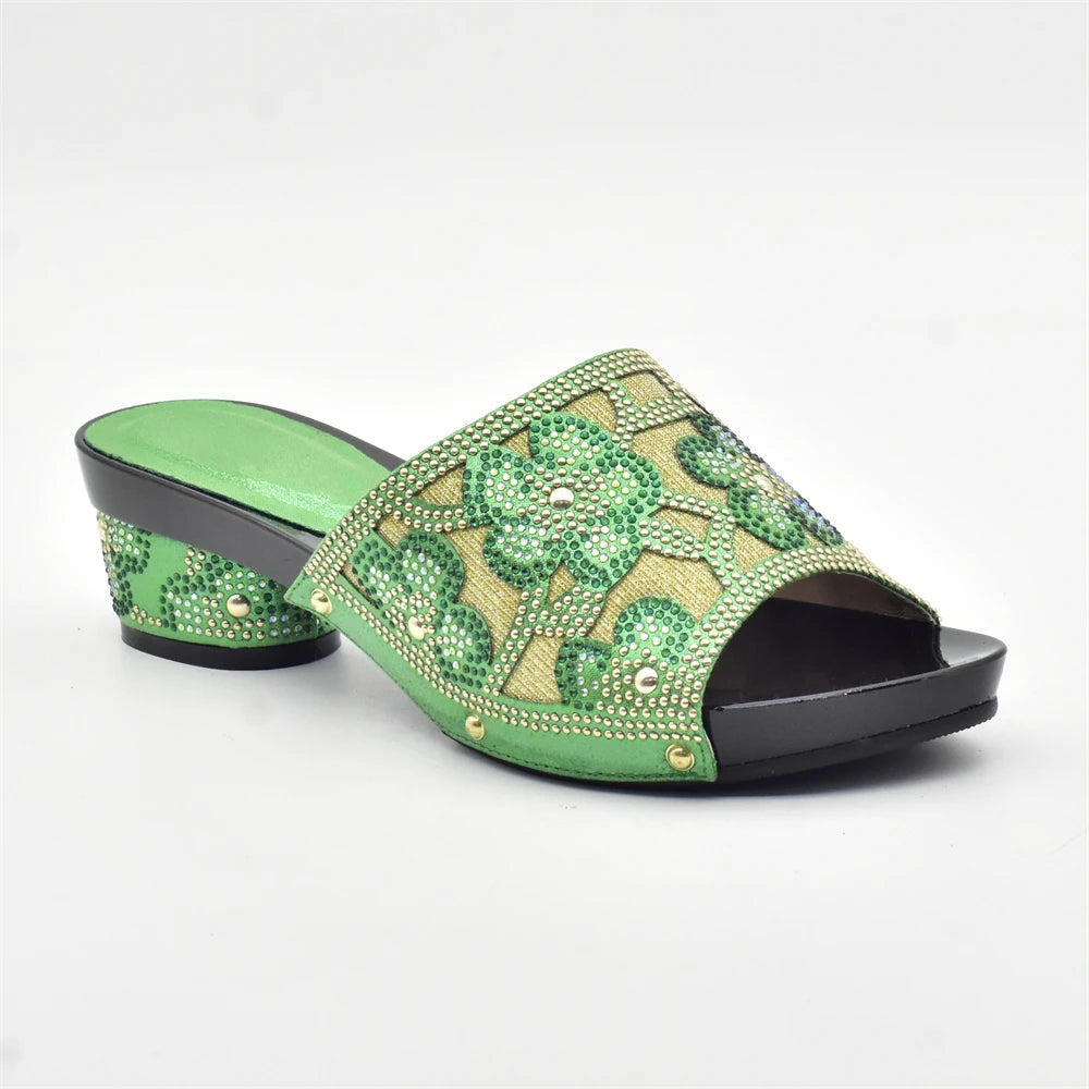 New Red Rhinestone Women Wedding Shoes High Quality African Paty Shoes Open Toe Sexy Ladies Shoes Italian Women Wedding Pumps1