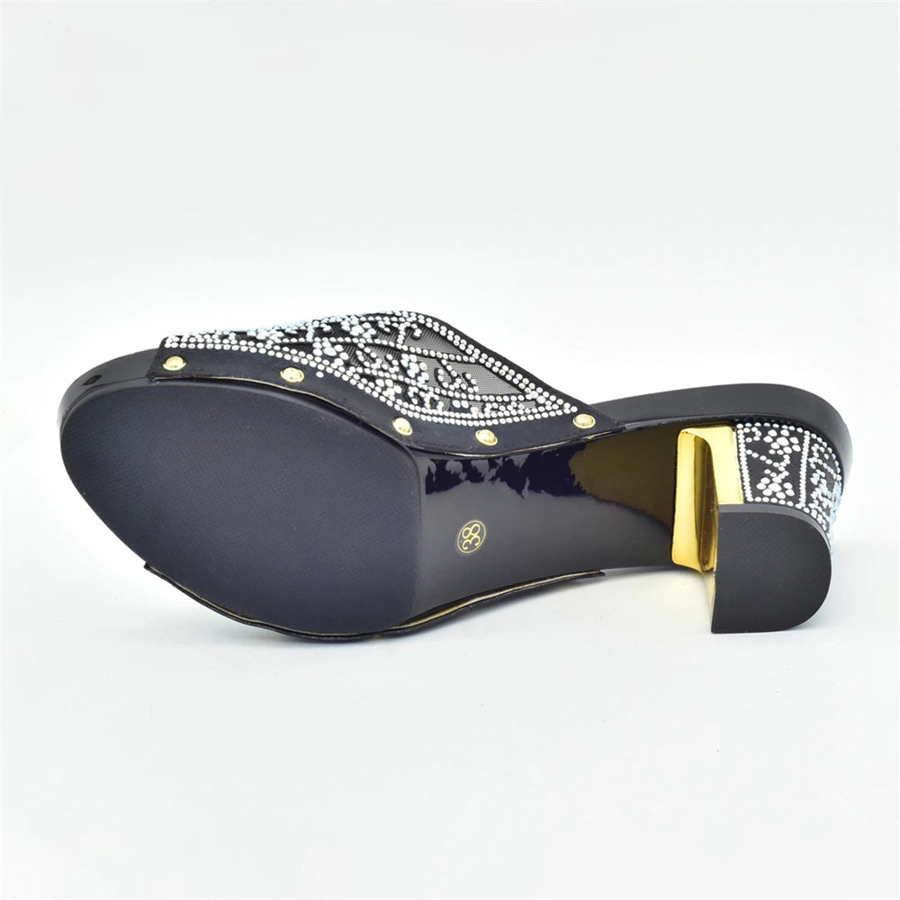 Women's Dress Shoes Open Toe Slip on Wedding Shoes Decorated with Rhinestone Pumps Women Shoes High Heels Pumps
