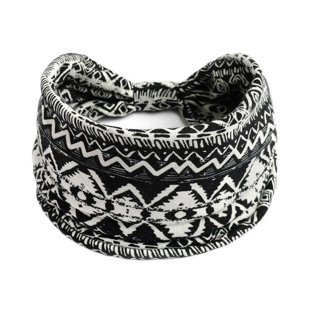 Bohol Headbands Women Wide Knotted Hairbands Elastic Turban Head Bands Non-Slip Floral Yoga Sports Sweatbands Workout Head Wraps