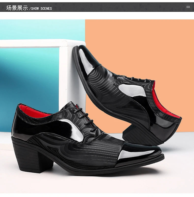 Height Increasing Men Dress Formal Business Shoes Luxury Italy Gentleman Party Evening Oxfords High Heel Youth Wedding Shoes