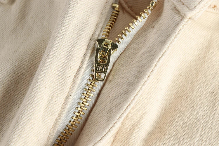 2025 Lente Herfst Nieuwe Amerikaanse Retro Beige Witte Denim Cargo Jeans Heren Eenvoudige 98% Katoen Gewassen Amekaji Casual Rechte Broek