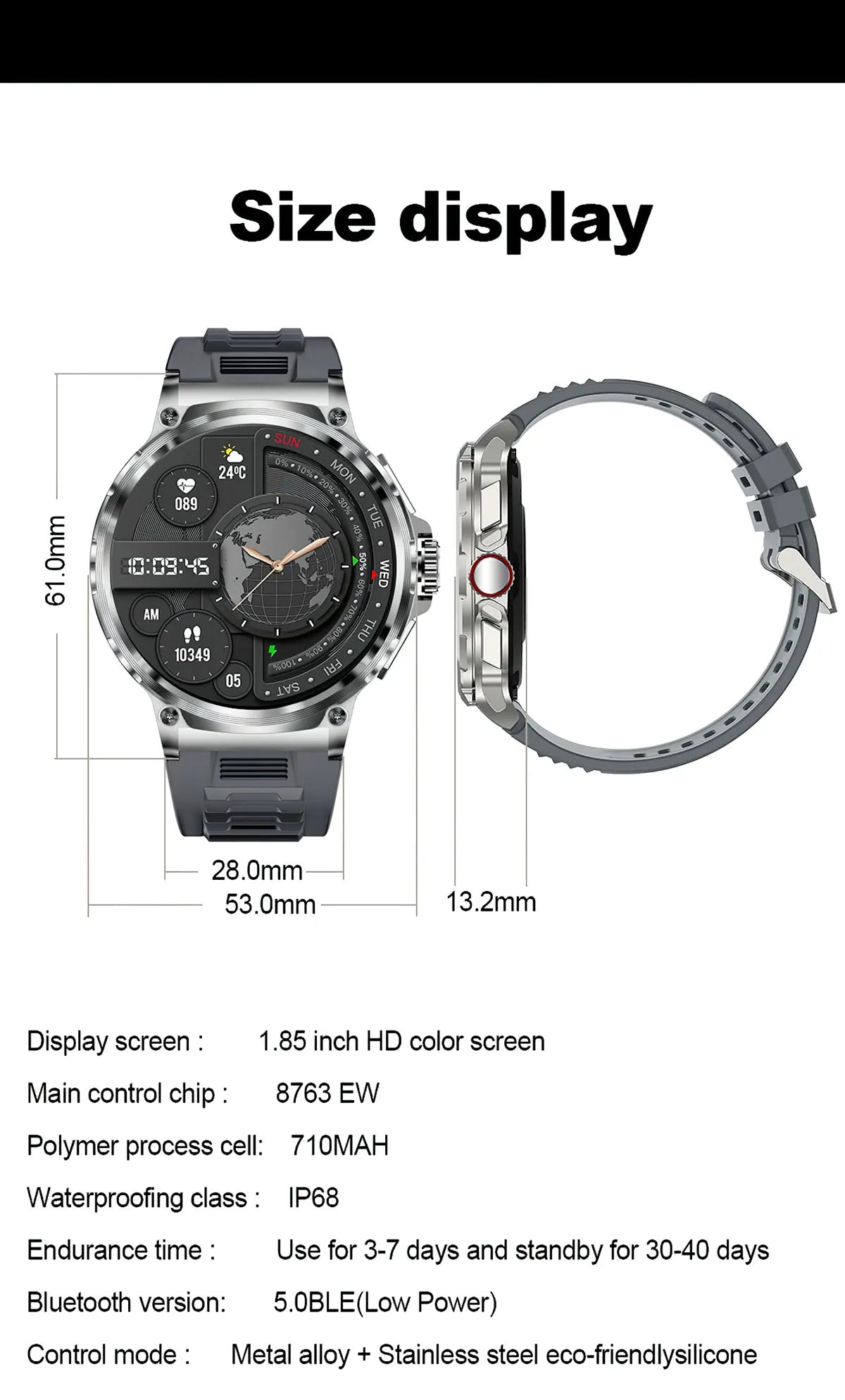 2025 GPS Track Smart Watch 1.85-Inch Ultra HD AMOLED Screen 710MAH Battery Bluetooth Call Smartwatch For Men - Compatible with HUAWEI & Xiaomi IOS