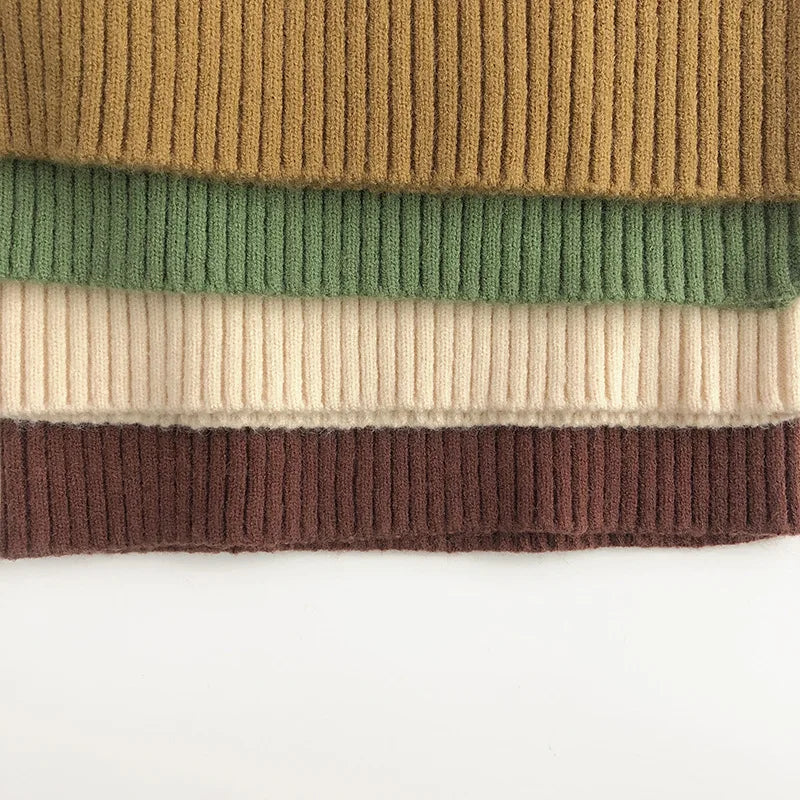 Kids Sweaters Turtleneck Boys Pullovers Vintage Girls Children Knitwear Warm Base Sweater 1-6Y Unisex