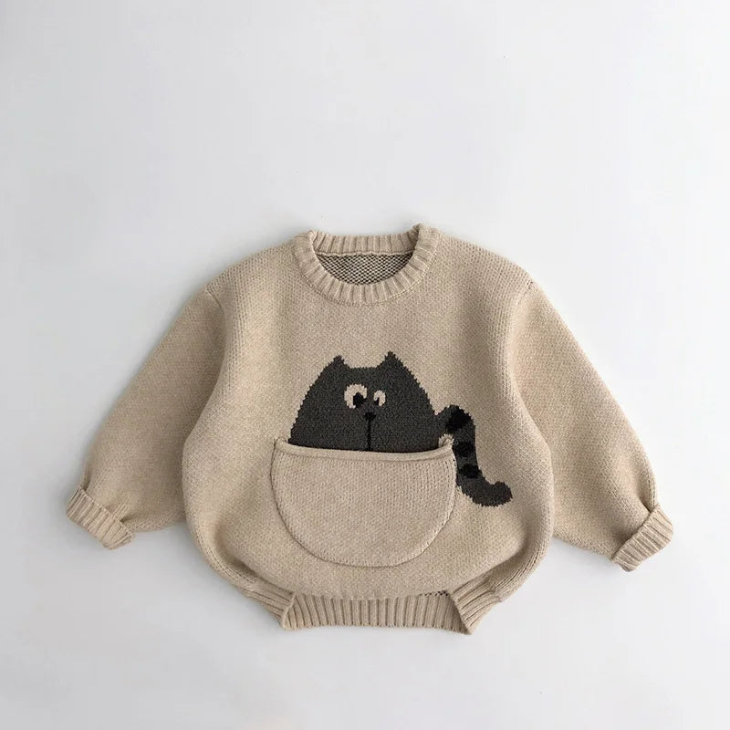Kids Baby Clothes Sweaters Pullover Cartoon Boys Girls Knitwear Korean Style Children Infant Pullover Outwear 1-6Y Unisex