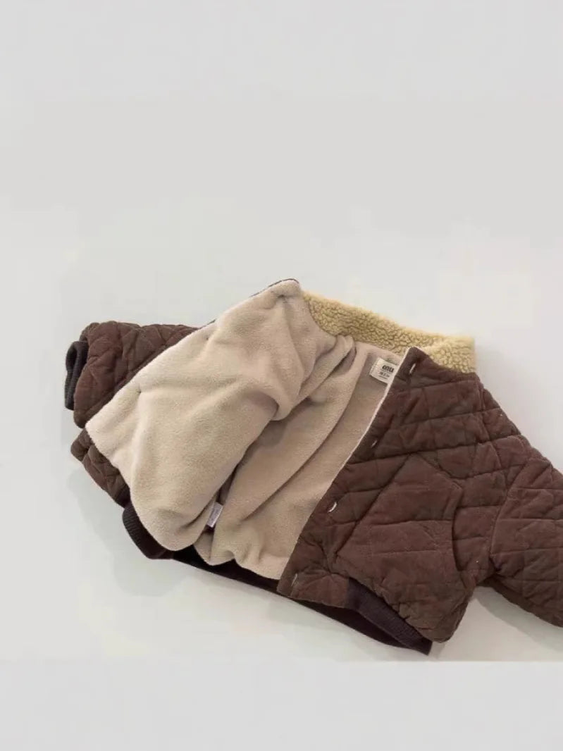 2025 Winter New Baby Long Sleeve Warm Coat Plus Velvet Thick Infant Boy Padded Jacket Girls Vintage Fleece Coat Children Clothes 1-3Y