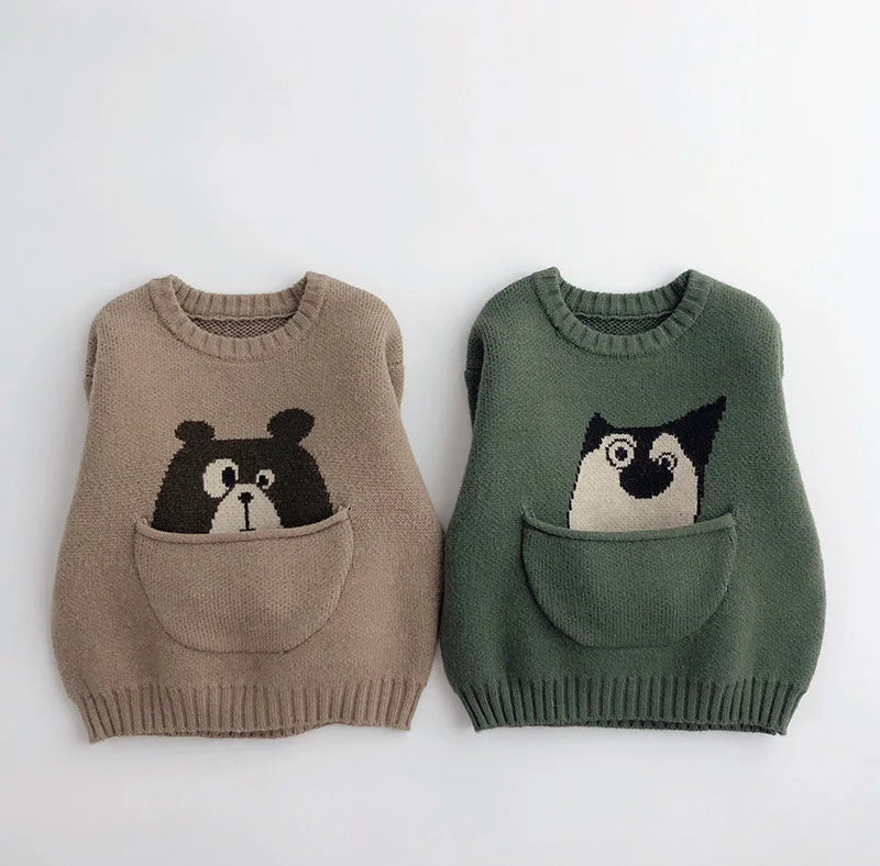 Kids Baby Clothes Sweaters Pullover Cartoon Boys Girls Knitwear Korean Style Children Infant Pullover Outwear 1-6Y Unisex