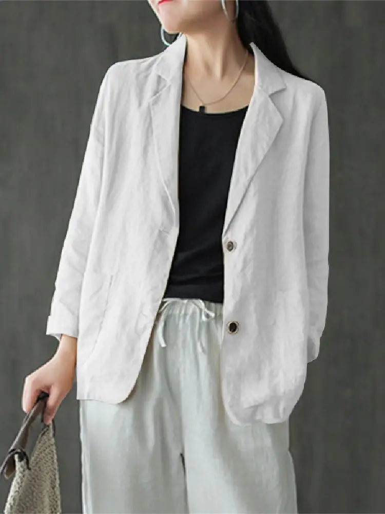 Elegant Solid Blazer Women Autumn Overcoats Casual Long Sleeve Single Button Coats Female Lapel Outwears Oversized