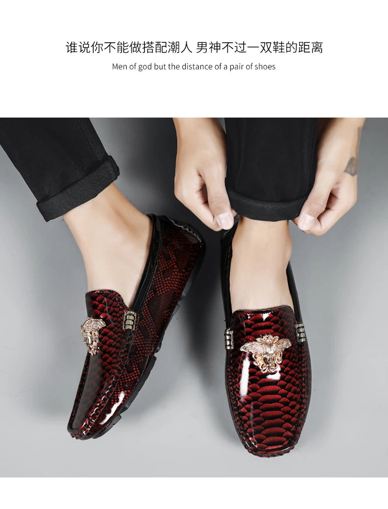 Luxury Trendy Mens Fashion Casual Shoes Popular Youth Daily Walking Shoes Red Business Moccasins Loafers Large Size 38-48