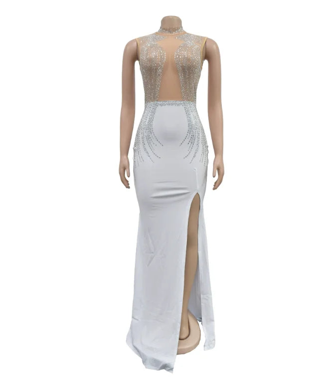 Sexy Rhinestone Shiny Floor Length Mermaid Party Dress