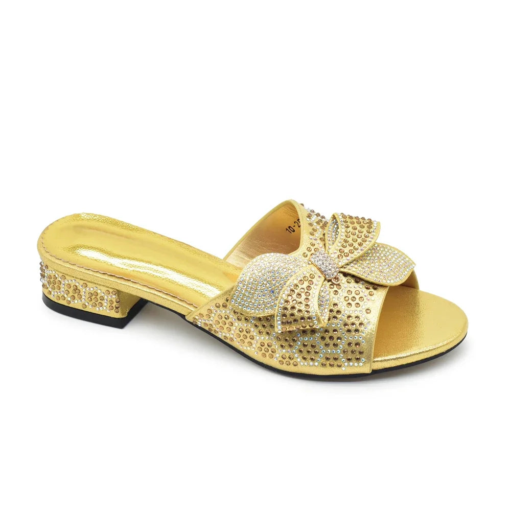 Women's Plus Size Luxury Glitter Studs Bow-tie Round Toe Classical Design Pumps With Low Heels and Rhinestone-Decorated for Ladies' Party Pumps