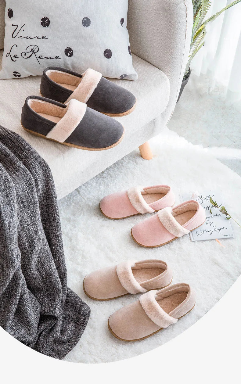 Women's Winter Warm Plush Slippers Slip-On Suitable For Indoor Outdoor and Bedroom Use Fluffy Classic Cotton Slippers For Ladies