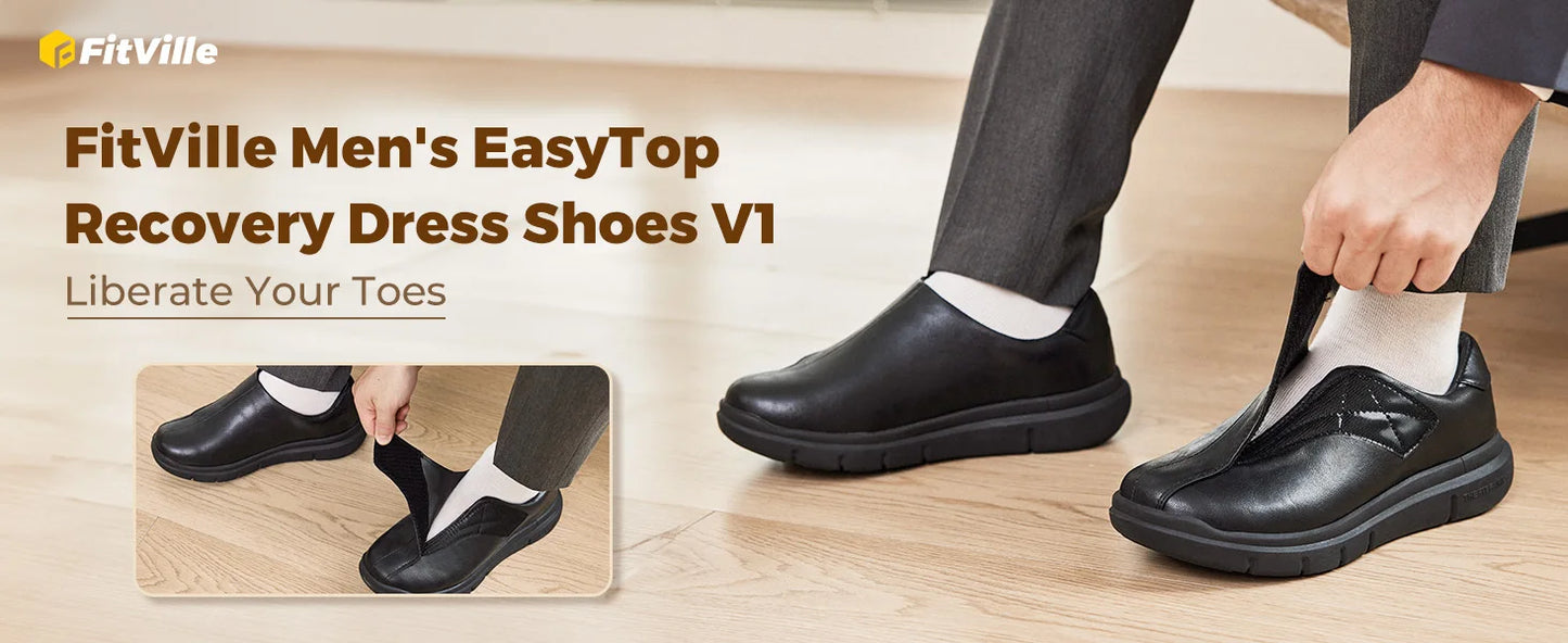 Men's Leather Shoes Diabetic Shoes Casual Oxford Shoes Adjustable Lightweight Formal Business Shoes for Swollen Feet