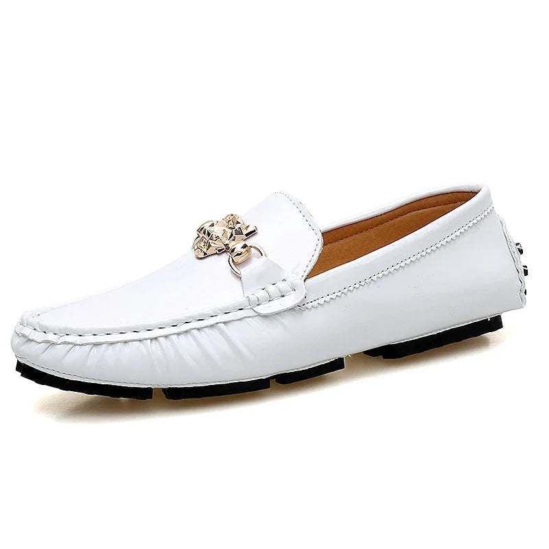 Stylish England Gentleman Casual Moccasin Shoes White Silver Mens Formal Dress Wedding Shoes Large Size 38-48 Youth Loafers