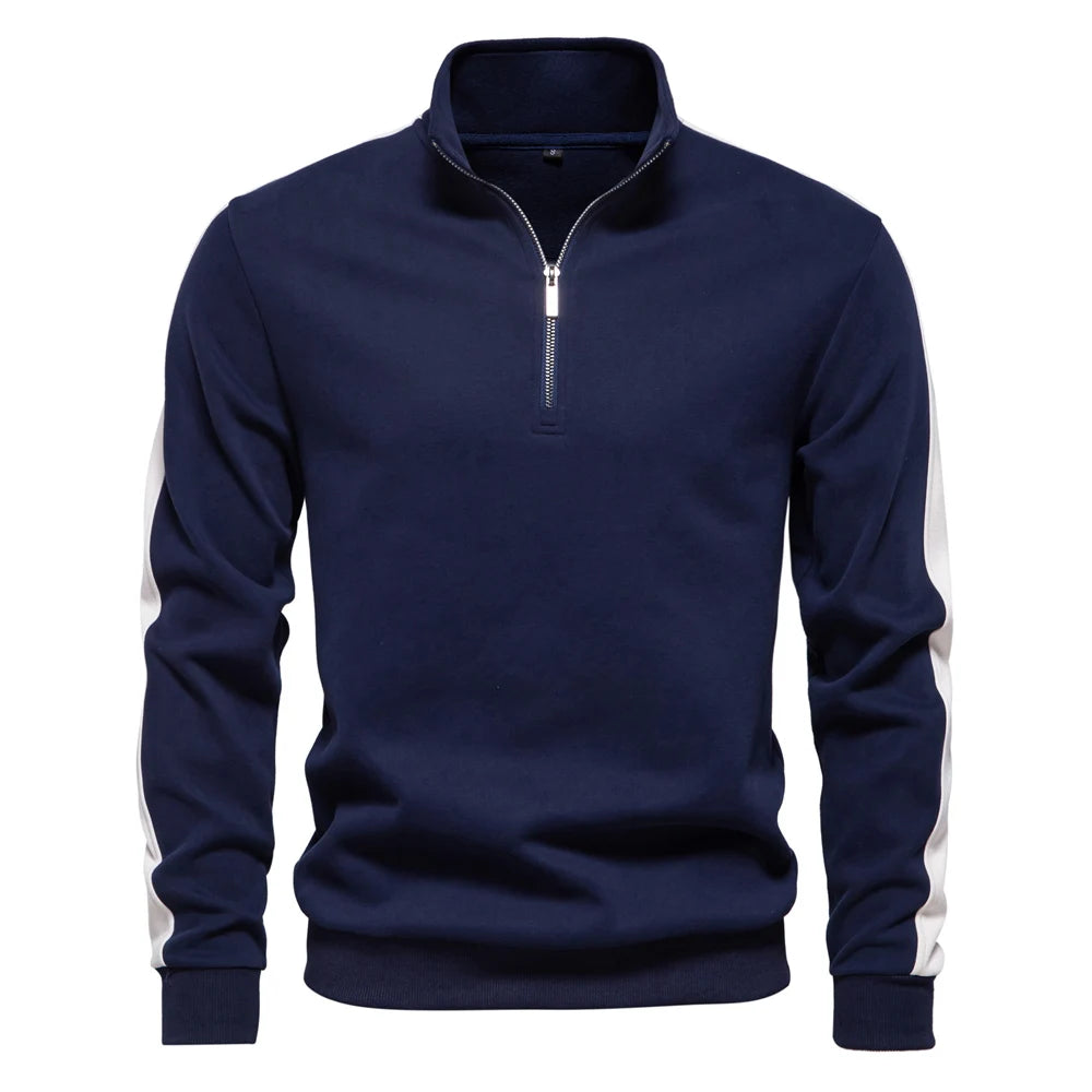 Men's Patchwork Quarter Zip Cotton-Blend Sweatshirts Lightweight Casual Sport Pullover Sweatshirt for Men