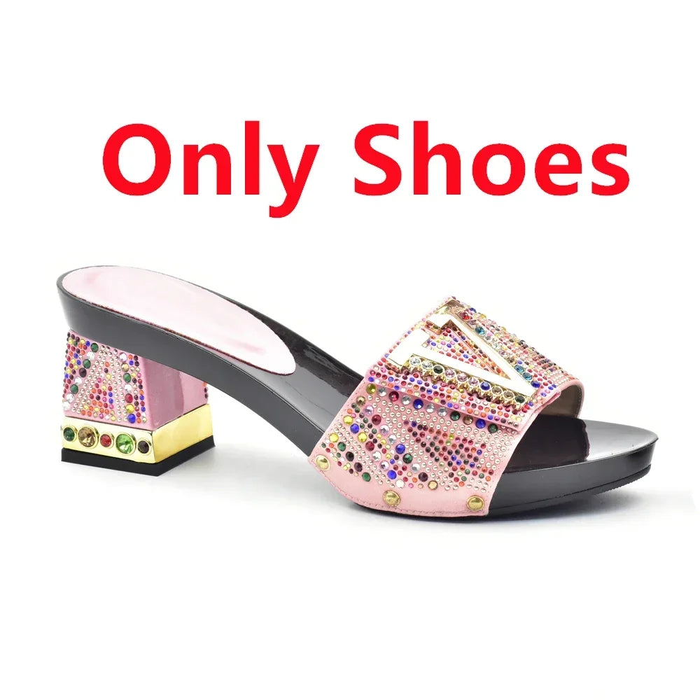 Luxury Shoe and Bag Set for Party in Women Wedding Shoes Woman Bride Rhinestone Design Elegant Shoes for Lady Peep Toe Pumps